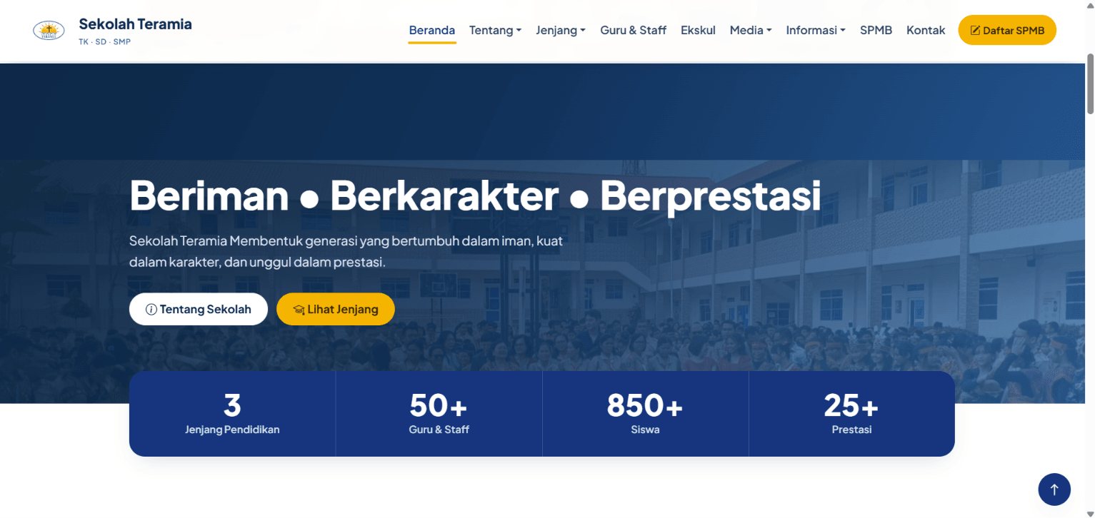 Screenshot of Teramia School - Official Website & SPMB System